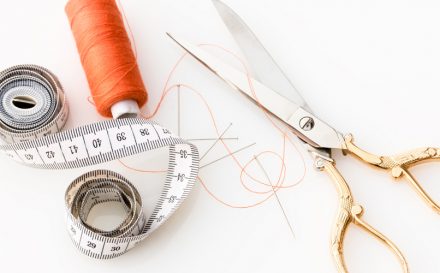 ruler, thread, scissors