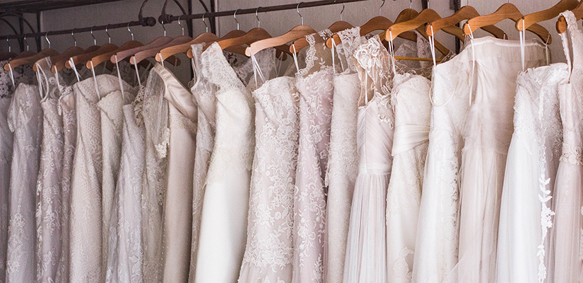 wedding dresses hanging